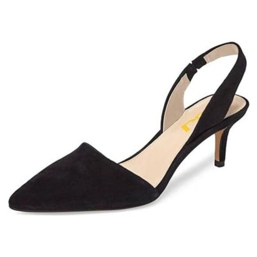 FSJ Women Fashion Low Kitten Heels Pumps Pointed Toe Slingback Sandals Party